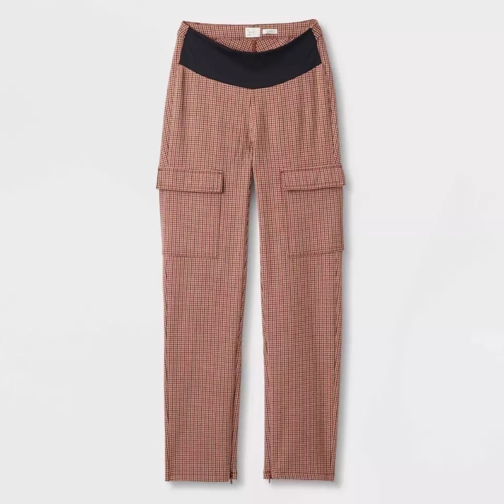A New Day Women's Adaptive Seated Fit Pants, Brown Plaid - NWT